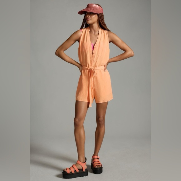 Sleeveless light orange romper Anthropologie cloth and sky size small - Picture 1 of 6